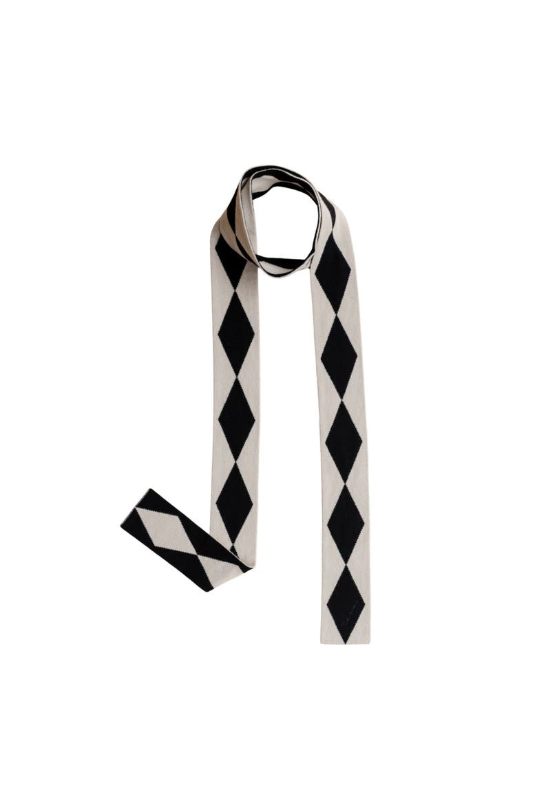 Merino Wool Harlequin Skinny Scarf, Main, color, Black Harlequin