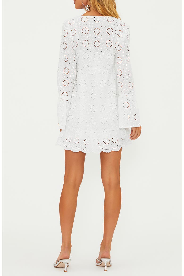 Delaney Eyelet Long Sleeve Cover-Up Minidress, Alternate, color, WHITE MAGNOLIA EYELET