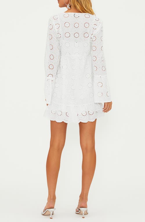 BEACH RIOT BEACH RIOT DELANEY EYELET LONG SLEEVE COVER-UP MINIDRESS