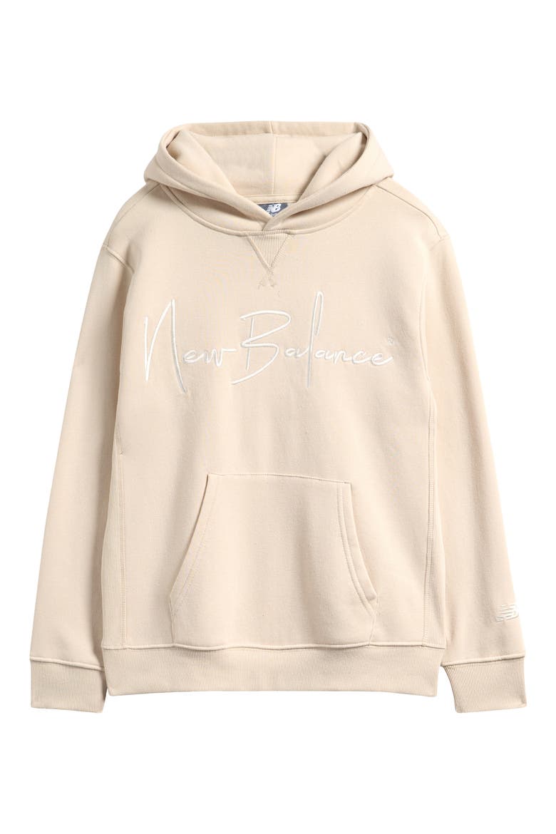 Kids' Embroidered Logo Fleece Hoodie, Main, color, TIMBERWOLF