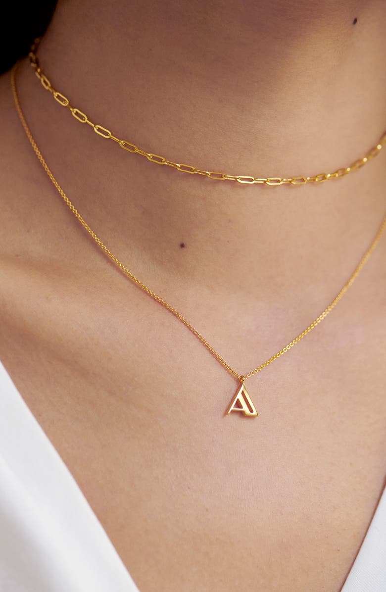 Monica Vinader Initial Pendant Necklace, Alternate, color, 18Ct Gold Vermeil/ Ss- A