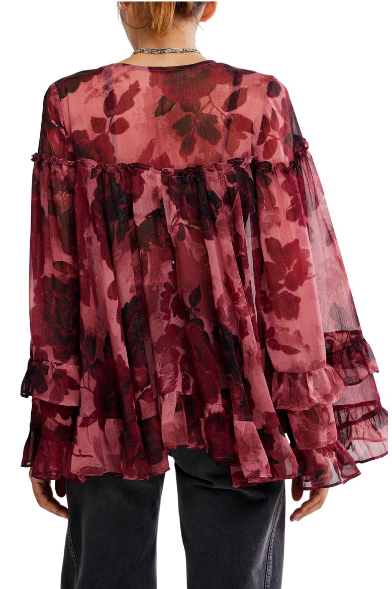 Day Dreaming Ruffle Trim Top, Alternate, color, ROSE COMBO