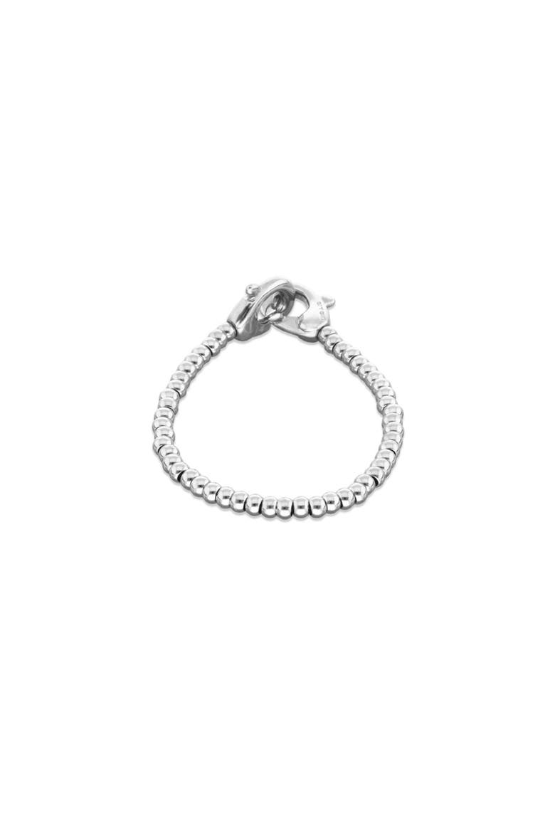 Sterling Silver Plated Small Ball Bracelet with interlocking Carabiner, Alternate, color, Silver