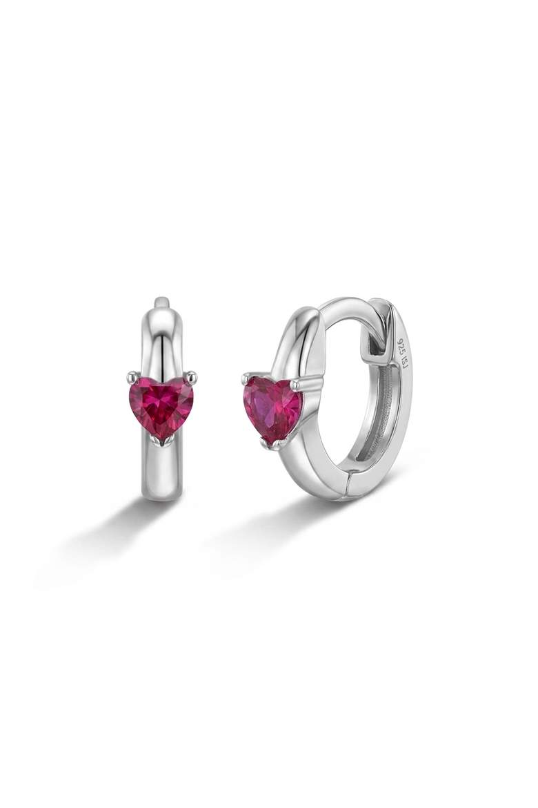 Heart Prong Girl Hoop Earrings, Main, color, Pink