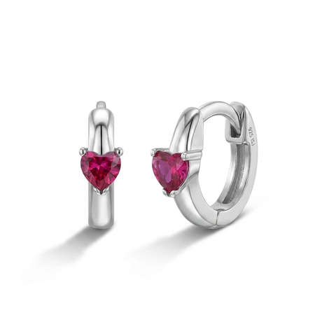 Heart Prong Girl Hoop Earrings
