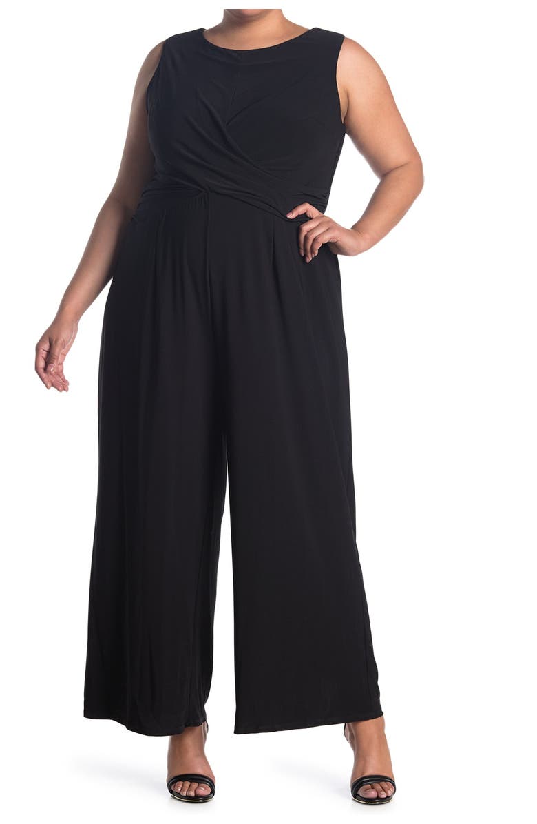 Donna Ricco Criss Cross Waist Sleeveless Jumpsuit, Alternate, color, 