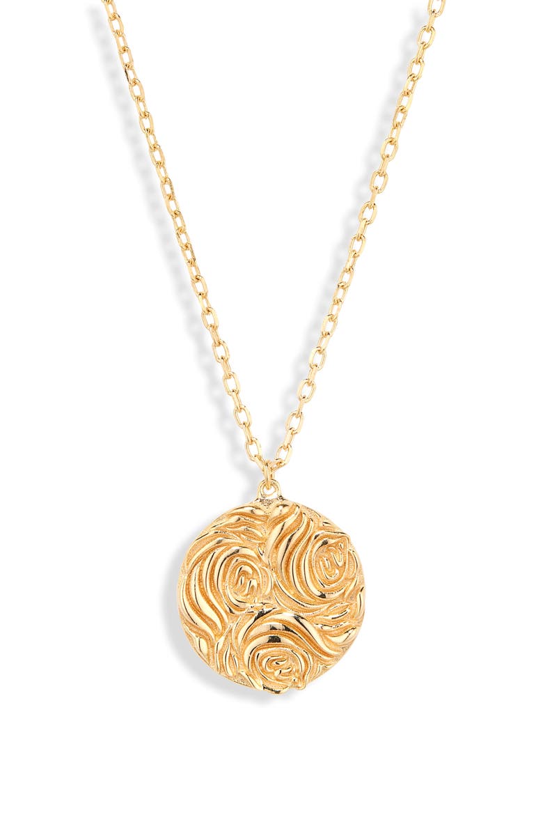 x Loverly Grey Design Flower Coin Pendant Necklace, Main, color, GOLD