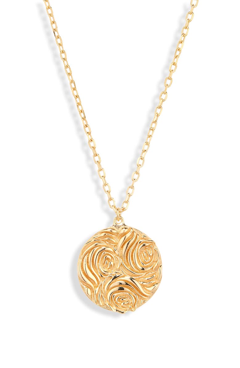 THE SIS KISS x Loverly Grey Design Flower Coin Pendant Necklace, Main, color, Gold