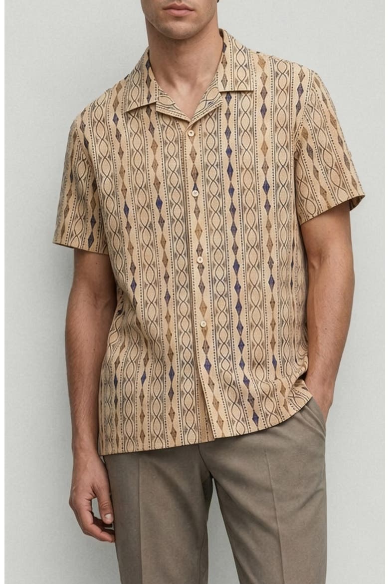Rider Printed Camp Shirt, Main, color, NATURAL