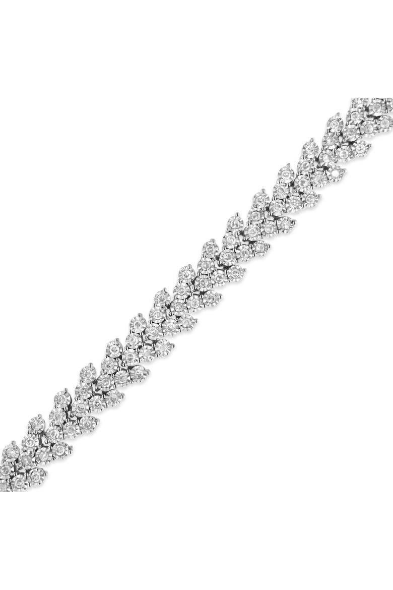 .925 Sterling Silver 2.00 Cttw Miracle Set Diamond Laurel Wreath Link Bracelet, Alternate, color, Silver