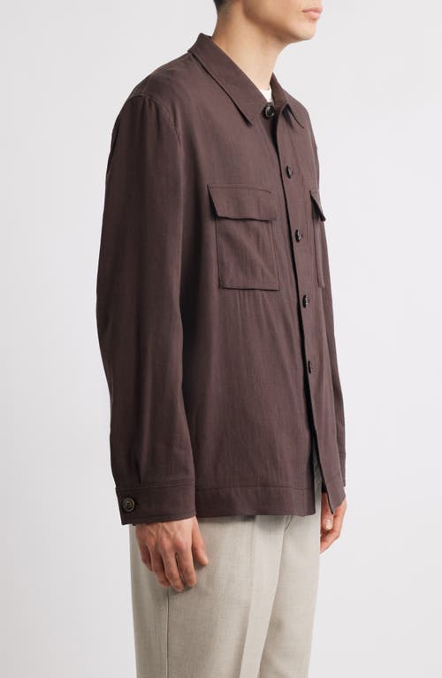 Hugo Boss Overshirt With Long Sleeves And Chest Pockets In Dark Brown