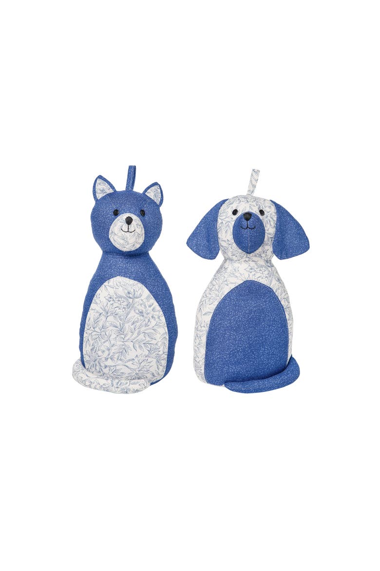 Blue Dog & Cat Door Stop Set of 2, Main, color, Blue