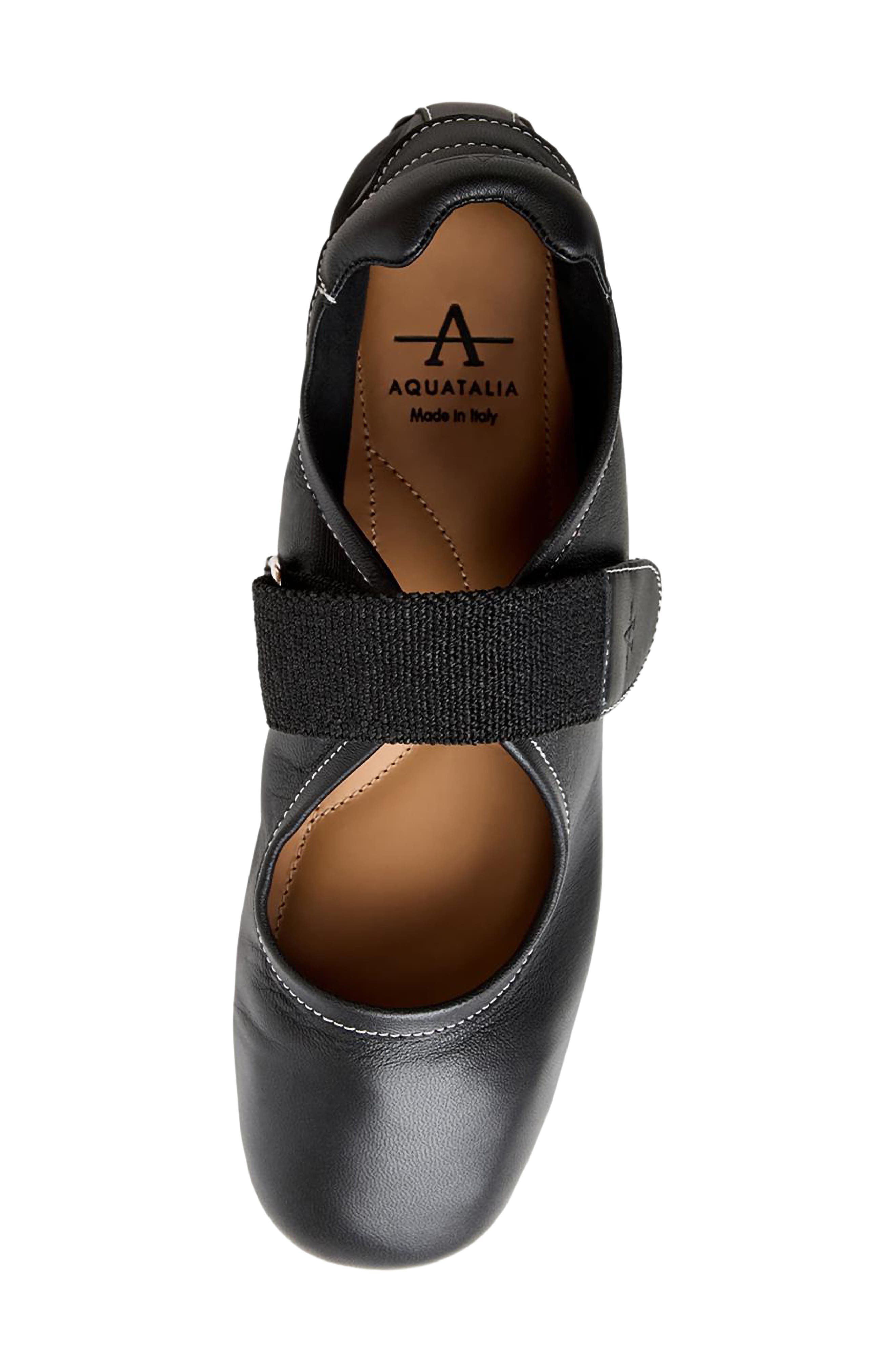 Aquatalia Quero Water Resistant Mary Jane Flat, Alternate, color, Black Nappa