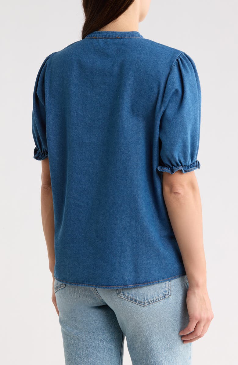 Forgotten Grace Short Sleeve Denim Shirt, Alternate, color, Denim