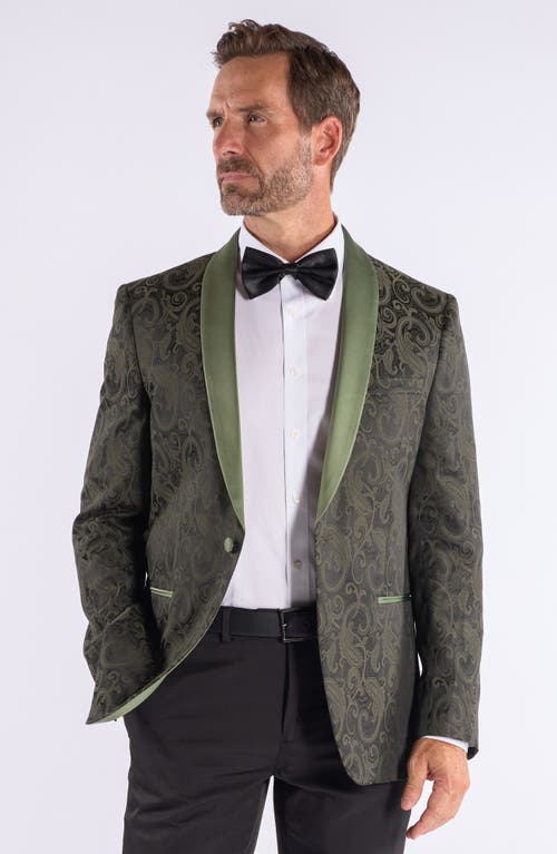 Savile Row Co Paisley Jacquard Evening Jacket In Green
