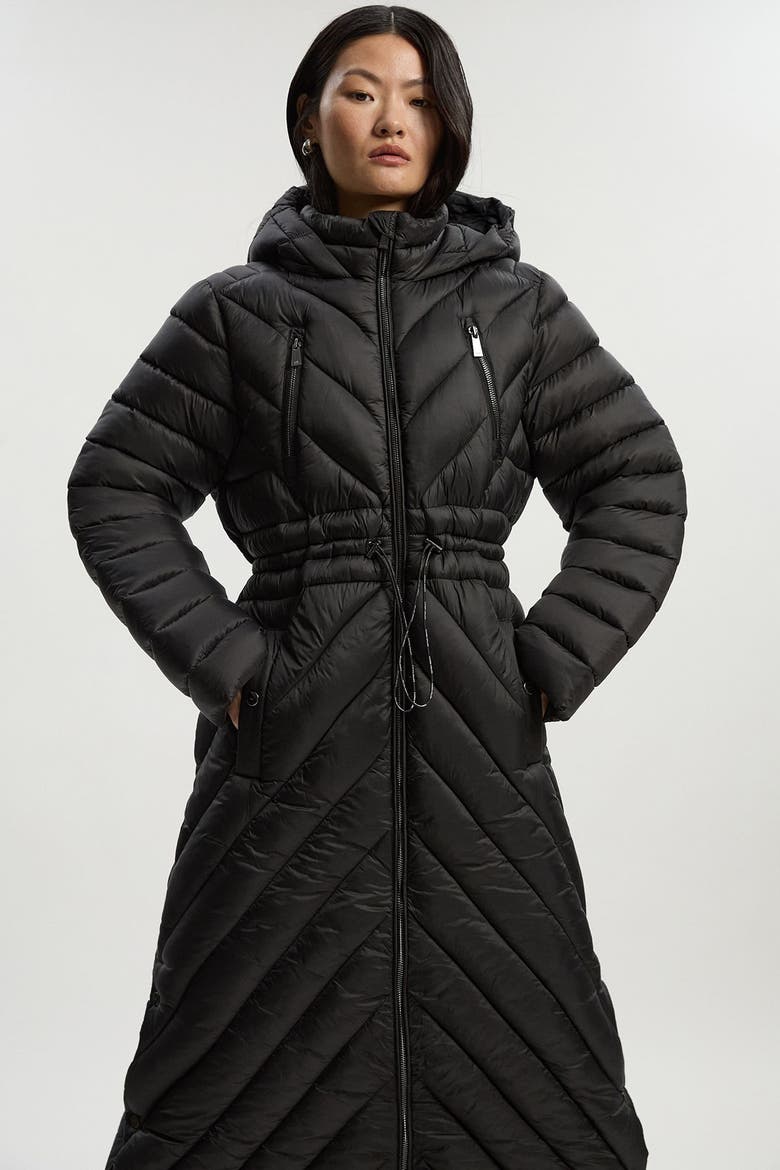 Petite Lightweight Packable Maxi Coat, Alternate, color, Black