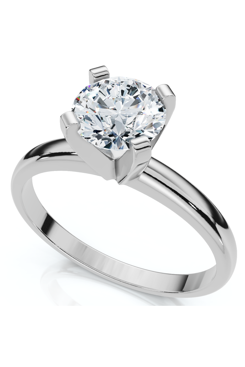3/4ct Lab Grown Round Diamond Solitaire Engagement Ring 14k Gold, Alternate, color, 14k White Gold