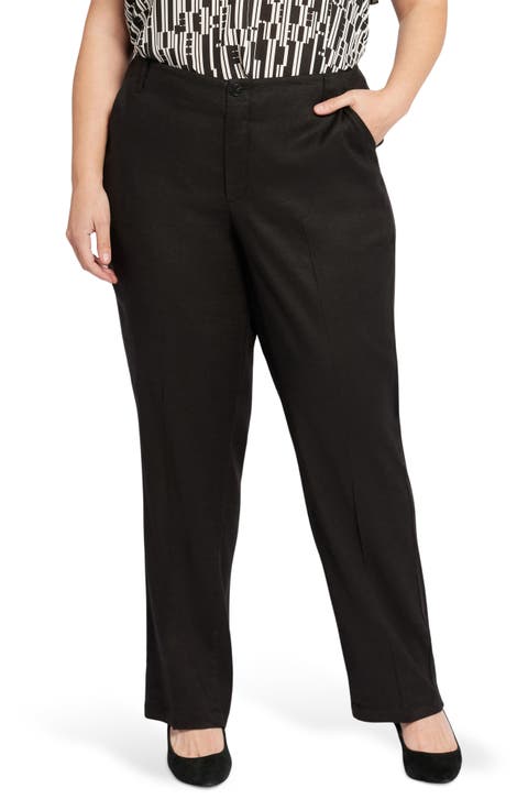 Marilyn Straight Leg Linen Blend Trousers (Plus Size)