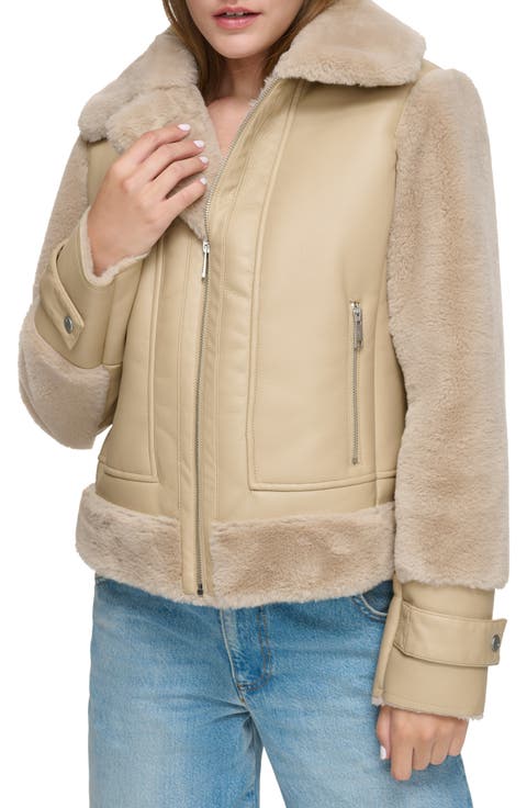 ジャケット・アウター THE BARNNET sami eco-fur jacket - beige 1月初旬発送 [The Barnnet] Beige Bouffant Eco-Fur Jacket 正規