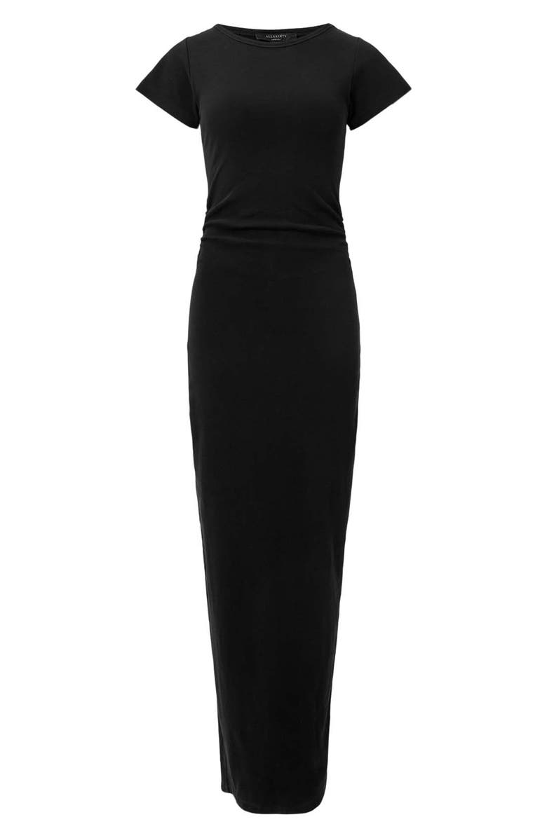 AllSaints Katarina Slim Fit Cap Sleeve Maxi Dress, Alternate, color, Black
