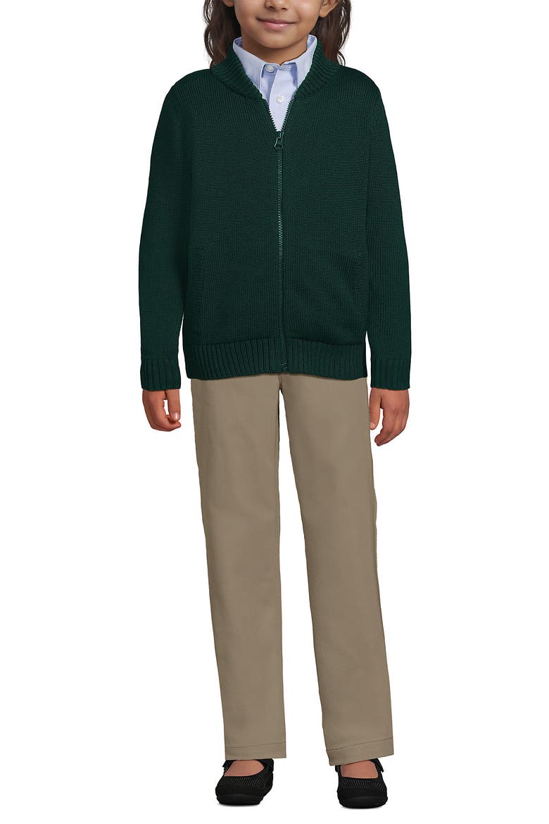 School Uniform Kids Legacy Full Zip Cardigan, Main, color, Evergreen