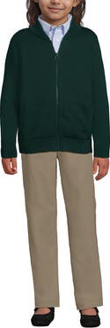 Lands' End School Uniform Kids Legacy Full Zip Cardigan