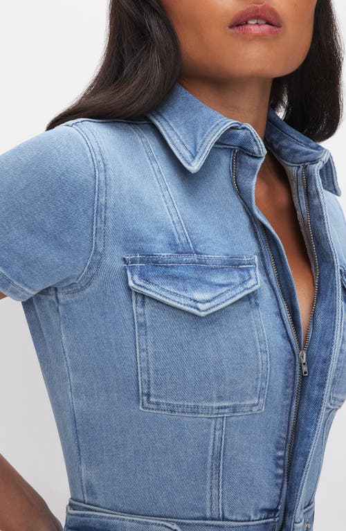 Good American Petite Fit For Success Denim Jumpsuit In Blue