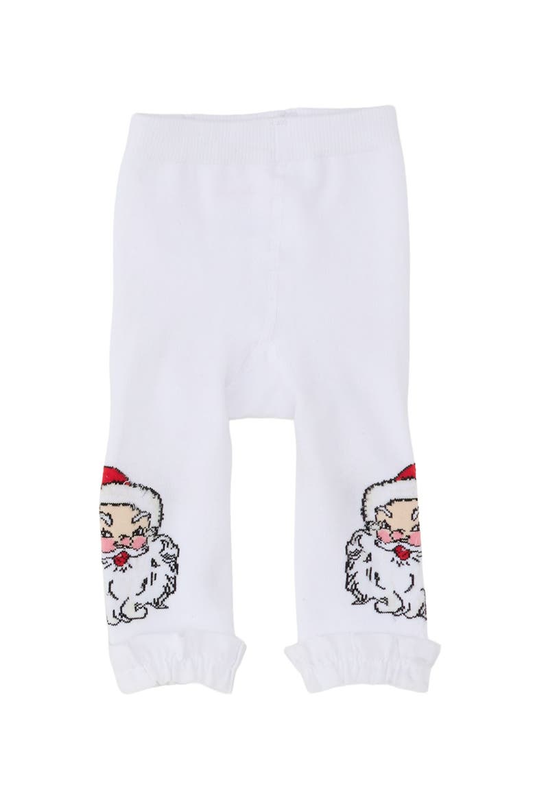 Girls Patterned Footless Ruffle Tights, Alternate, color, Santa Joy