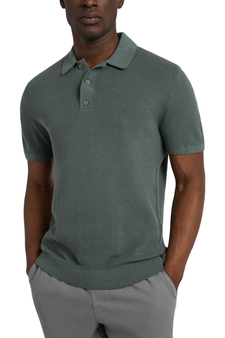 Cotton Textured Knit Polo, Alternate, color, AGAVE