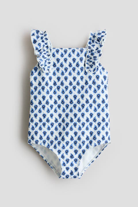 Ruffle-trimmed Textured Swimsuit
