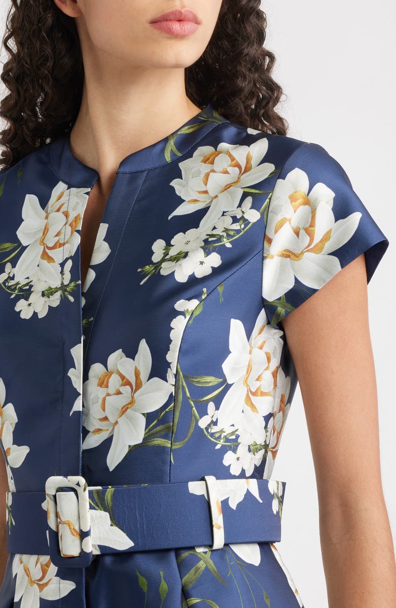 Sachin & Babi Marta Floral Belted Gown, Alternate, color, Navy Narcissus