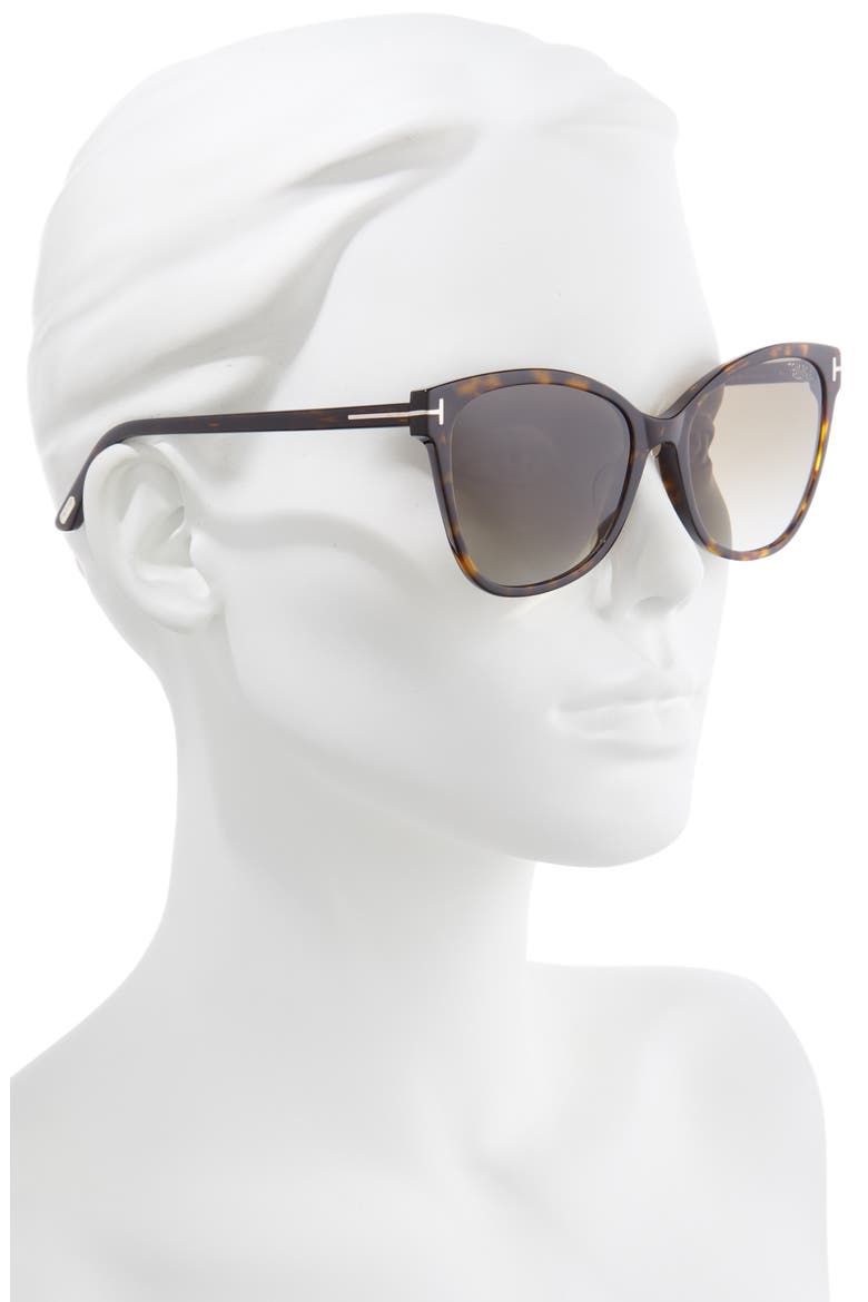 Ani 58mm Gradient Polarized Cat Eye Sunglasses, Alternate, color, DARK HAVANA/ POLARIZED BROWN