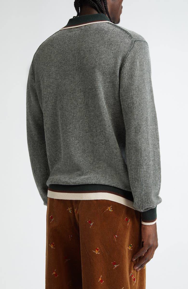 BEAMS Tipped Long Sleeve Wool & Cotton Polo Sweater, Alternate, color, 