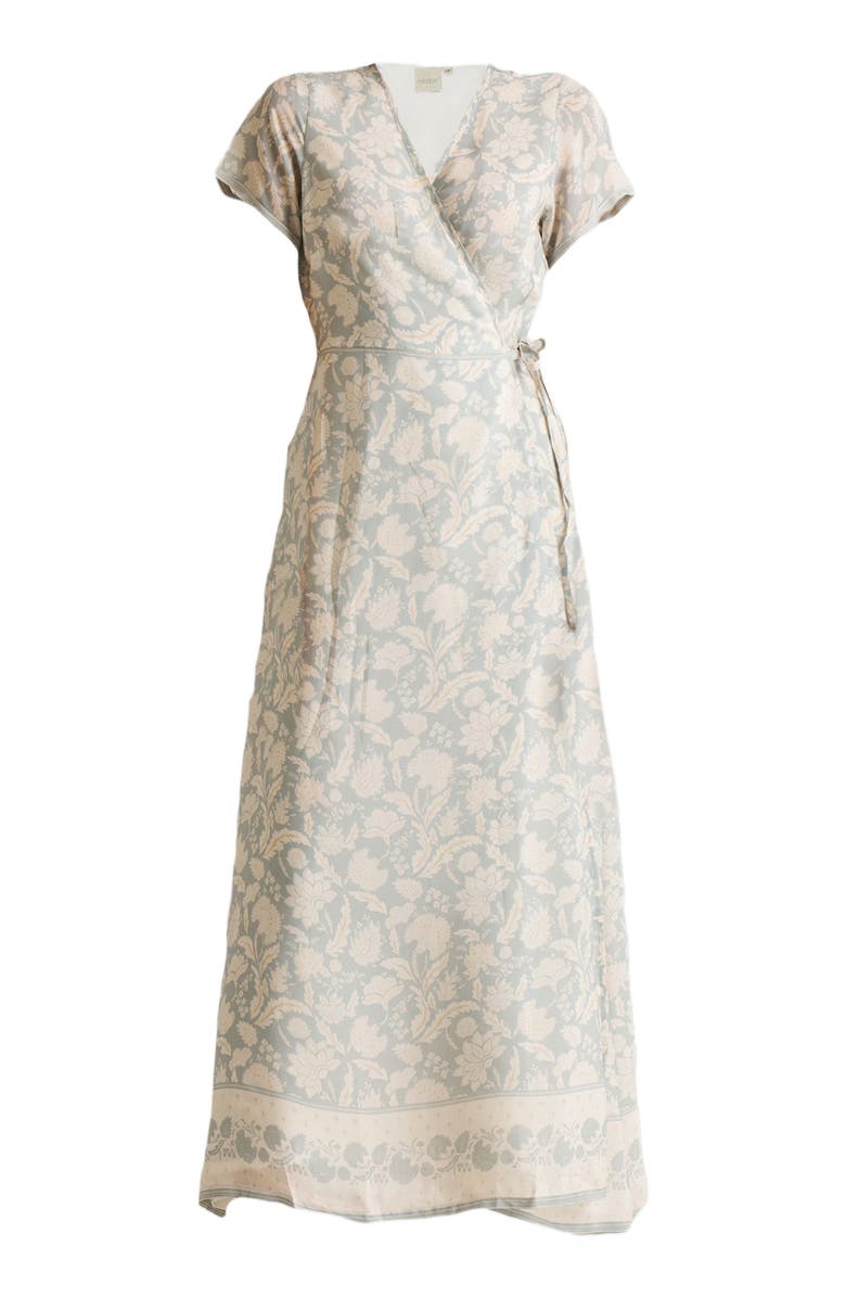 Reistor Maxi Floral Wrap Dress, Alternate, color, Vintage Bouquet Blue