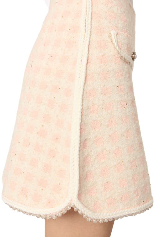 Maje Jusselina Knit Mini Skirt In Pink/ecru