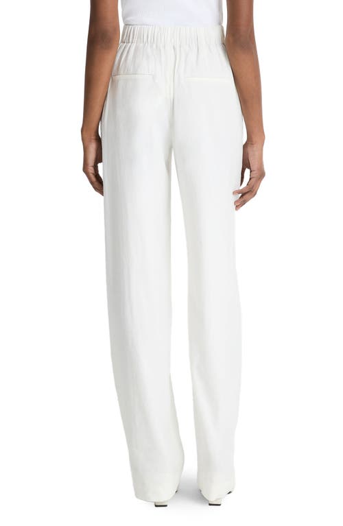 Vince High Waist Pull-on Stretch Linen Blend Pants In Off White