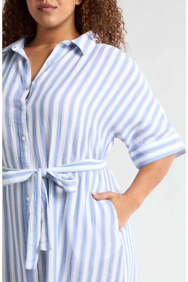 Belted Stripe Maxi Shirtdress, Alternate, color, WHITE- BLUE FRIDA STRIPE