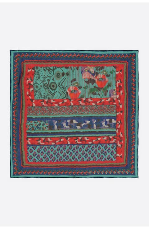 Ikat Floral Striped Scarf