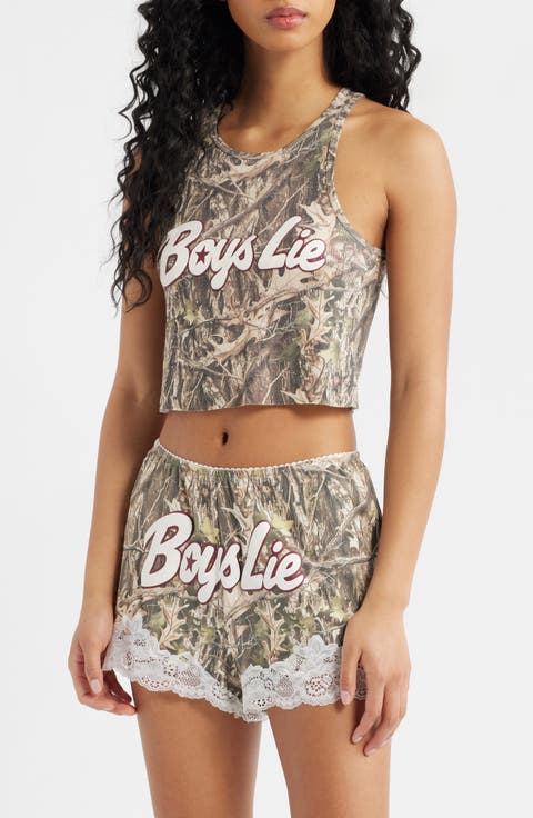 Starlight Graphic Crop Camo Tank