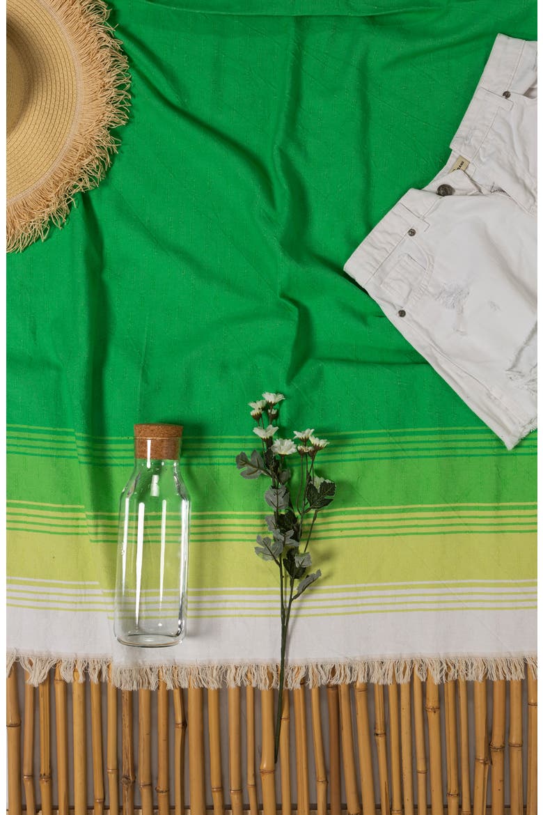 Reef Stripe Hand Loomed Cotton Beach Towel, Alternate, color, GREEN