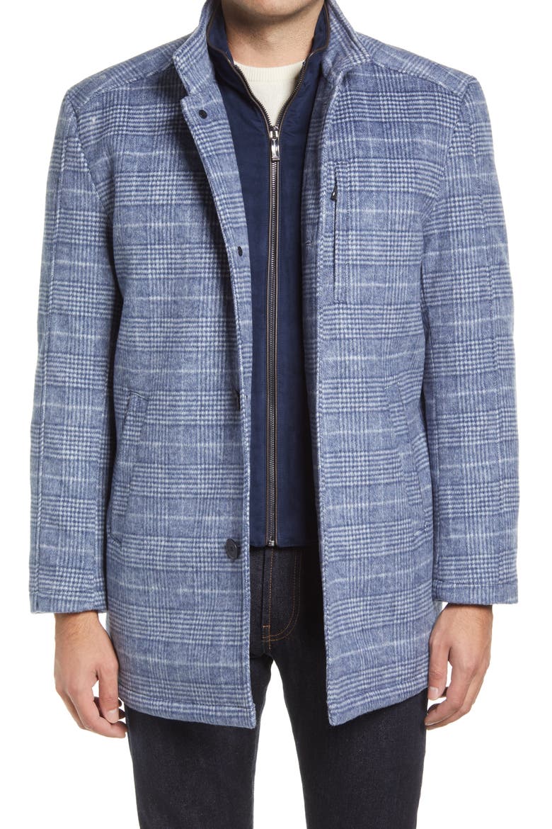 Upton Wool Blend Car Coat, Main, color, NAVY PLAID