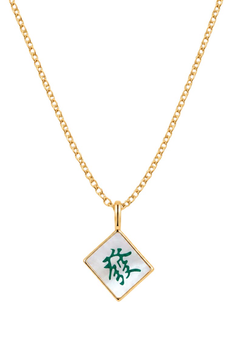 Mahjong Pendant Chain Necklace, Main, color, Gold Vermeil