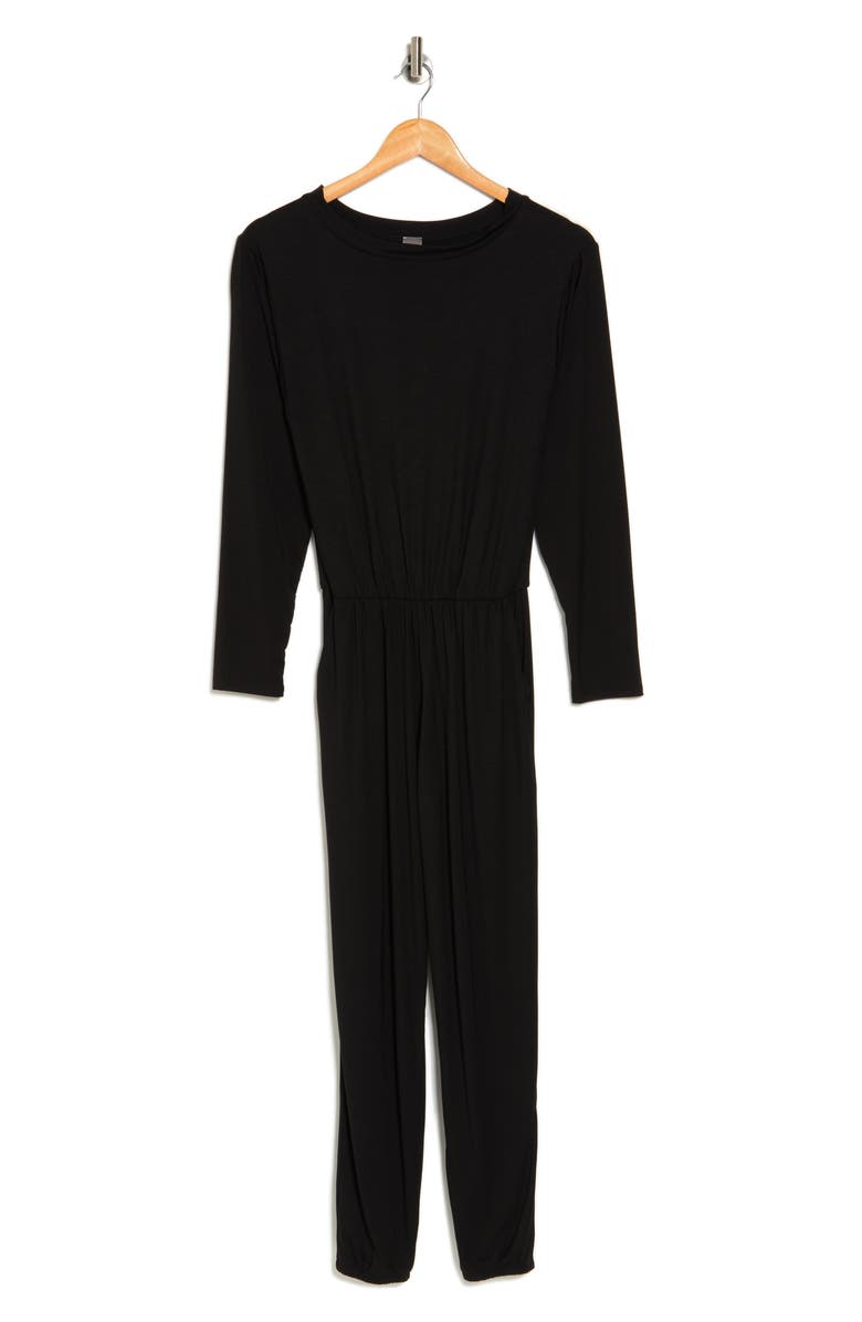GO COUTURE Long Sleeve Jumpsuit, Alternate, color, Black
