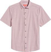 Johnston & Murphy XC+™ Motion Geo Print Short-Sleeve Performance Knit Button-Up Shirt