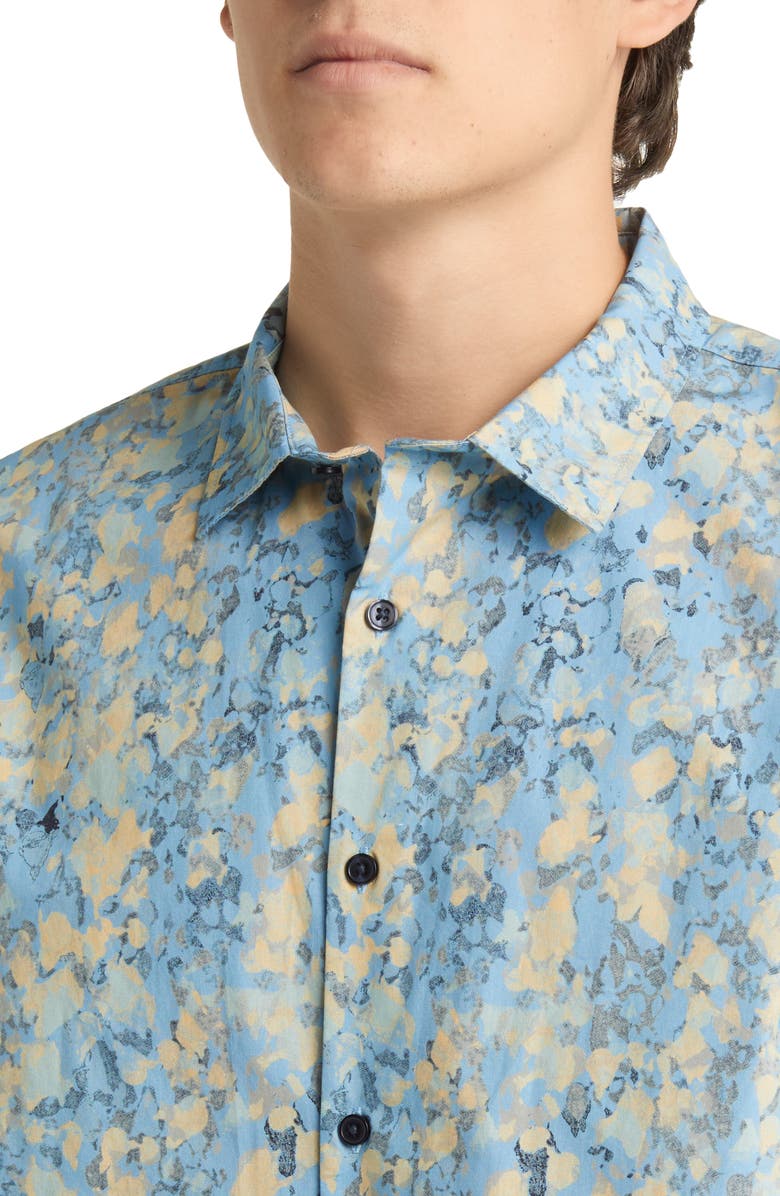 Open Edit Dot Wash Stretch Short Sleeve Button-Up Shirt, Alternate, color,