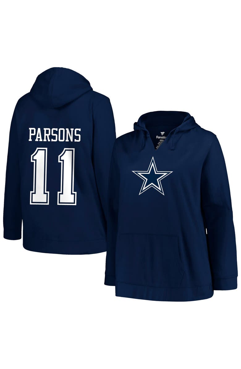 PROFILE Women's Profile Micah Parsons Navy Dallas Cowboys Plus Size Player Name & Number Pullover Hoodie, Main, color, 