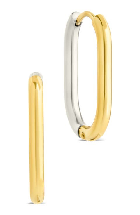 Two Tone Oval Hoop Earrings