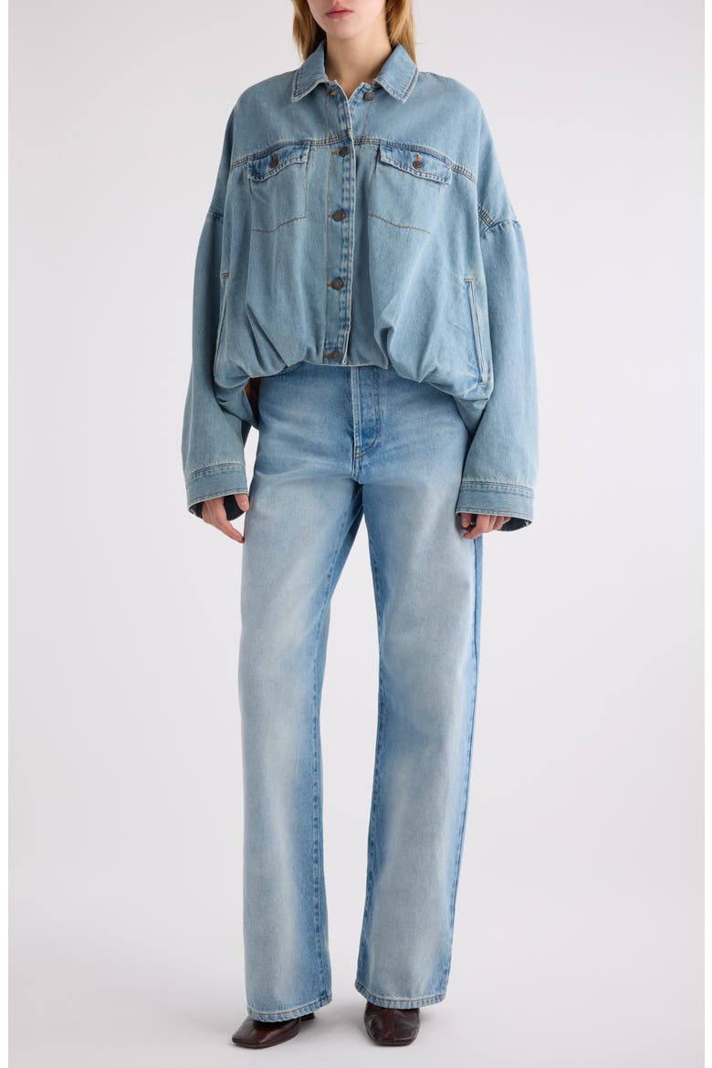 Vesto Bubble Hem Denim Jacket, Alternate, color, DENIM