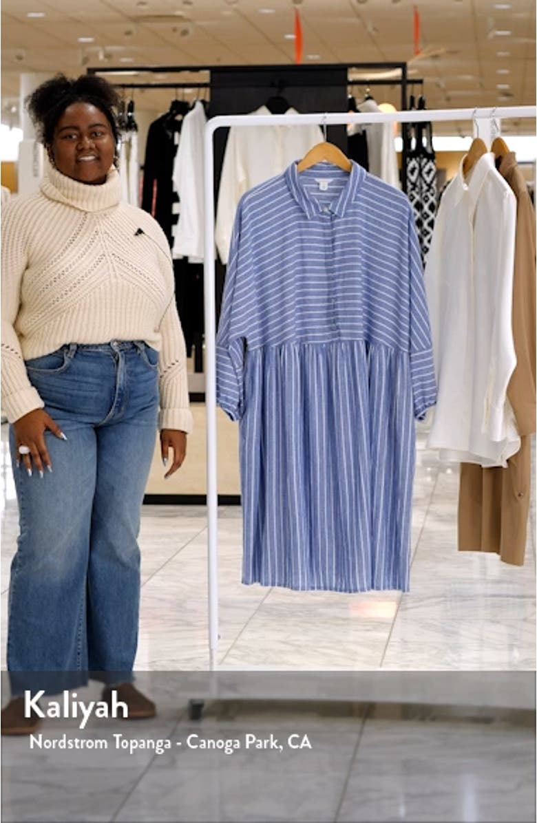 Long Sleeve Linen Blend Shirtdress