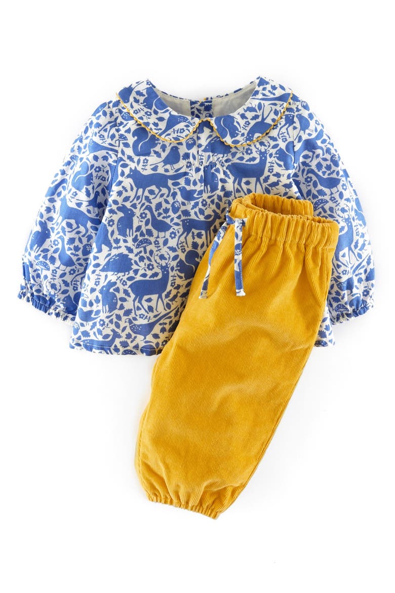 'Pretty Play Set' Top & Pants, Main, color, WINTER SKY FOREST/ HONEY